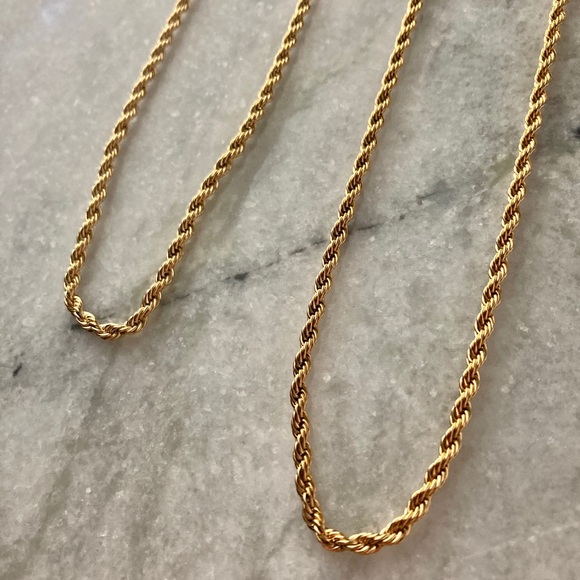 Rope Braid Twist Woven Gold 2 Sizes Necklace - Picture 5 of 6